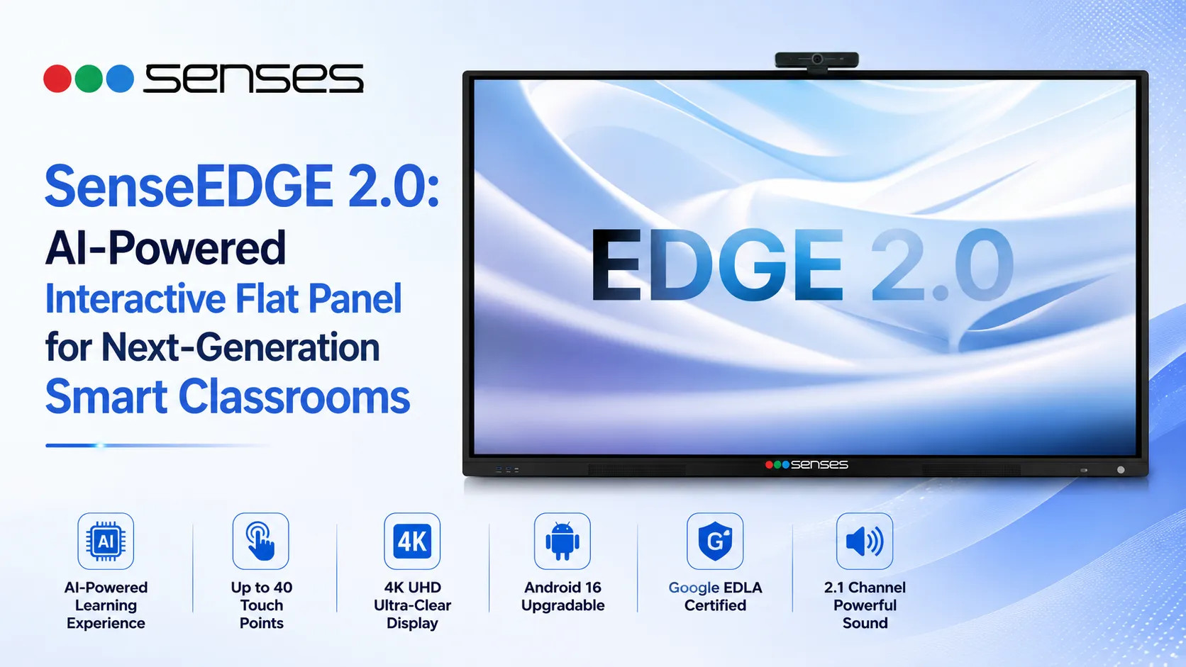 SenseEDGE 2.0 AI-Powered Interactive Flat Panel for Next-Generation Smart Classrooms