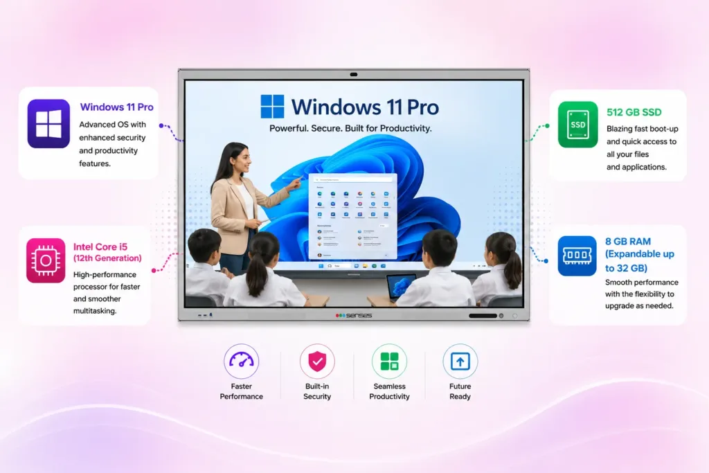 sensepro interactive panel with OPS windows 11 pro