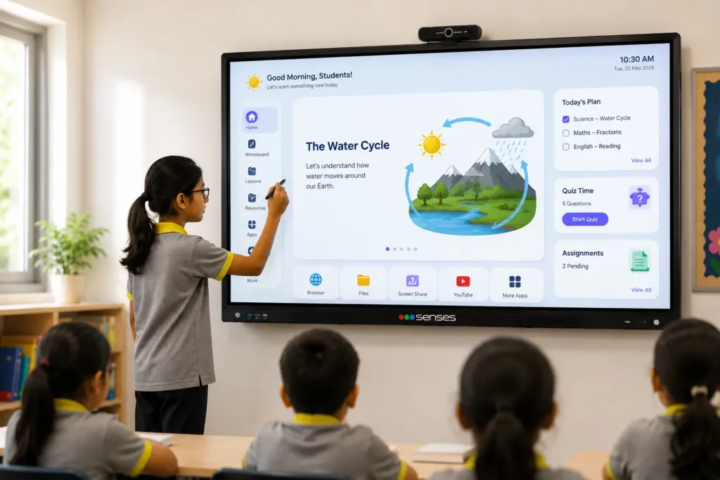 SenseEDGE 2.0 student are using interactive panel